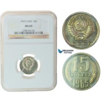 F57, Soviet Union (Russia) 15 Kopeks 1965, NGC MS65