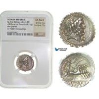 F72, Roman Republic, Q.A. Balbus (ca. 83/2 BC) AR-Denarius (4.11g) Rome, Victory in Quadriga, NGC Ch AU* Star