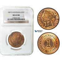 F91, British Honduras, Victoria, Cent 1889, NGC MS63RB