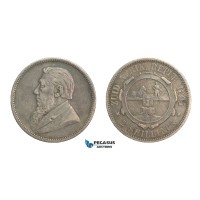 G36, South Africa (ZAR) 2 Shilling 1894, Silver, Nice & Uncleaned!