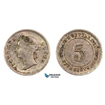G38, Straits Settlements, Victoria, 5 Cents 1898, Silver, High Grade, Good Lustre!