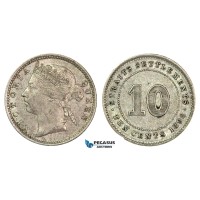 G39, Straits Settlements, Victoria, 10 Cents 1898, Silver, High Grade!