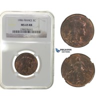 G56, France, 3rd Republic, 5 Centimes 1906, NGC MS65RB (Pop 1/1) No better!