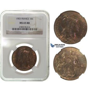 G58, France, 3rd Republic, 10 Centimes 1903, NGC MS65RB