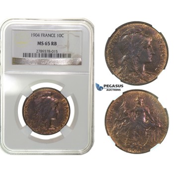 G59, France, 3rd Republic, 10 Centimes 1904, NGC MS65RB