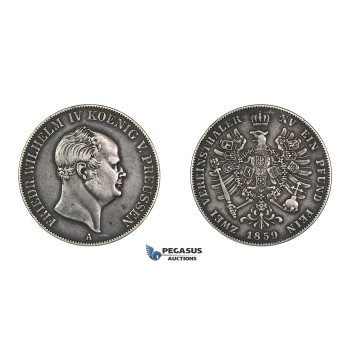 G64, Germany, Prussia, Fr. Wilhelm IV, Double Vereinsthaler 1859-A, Berlin, Silver, Rare!