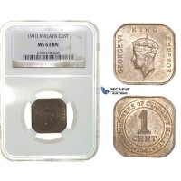 G76, Malaya, George VI, 1 Cent 1941-I, NGC MS63BN G76, Malaya, George VI, 1 Cent 1941-I, NGC MS63BN