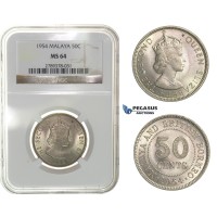 G79, Malaya, Elisabeth II, 50 Cents 1954, NGC MS64