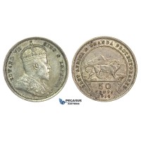 G81, East Africa & Uganda, Edward VII, 50 Cents 1910, Silver, High Grade!