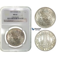 G85, Poland, Danzig, 5 Gulden 1927, Silver, NGC MS62