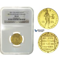 G86, Poland, Revolutionary, Ducat 1831, Gold, NGC MS62, Rare!