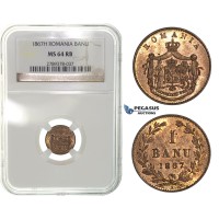 G88, Romania, Carol I, Banu 1867-Heaton, NGC MS64RB