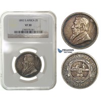 H04, South Africa (ZAR) 2 Shillings 1892, Silver, NGC VF30
