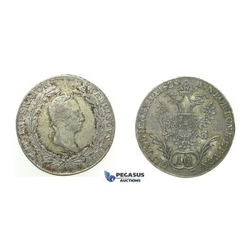 H37, Austria, Francisc II, 10 Kreuzer 1828-E, Karlsburg (Transylvania) Silver, Rare!