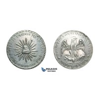 H48, Mexico, Durango, Peso 1914 "Muera Huerta" Silver (20.91g) KM# 622 (Dot-Dash borders) Cleaned