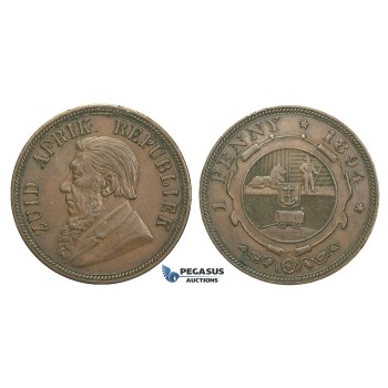 H56, South Africa (ZAR) Penny 1894, Very Nice!