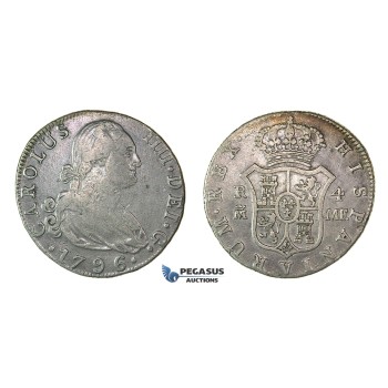 H58, Spain, Charles IV, 4 Reales 1796 M/MF, Madrid, Silver, Nice coin!