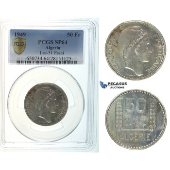 I32, Algeria, ESSAI 50 Francs 1949, PCGS SP64