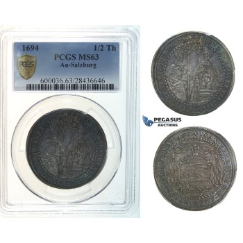 I33, Austria, Salzburg, Johann Ernst, 1/2 Taler 1694, Silver, PCGS MS63