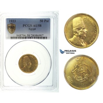 I41, Egypt, Fuad, 50 Piastres 1923, Gold, PCGS AU58
