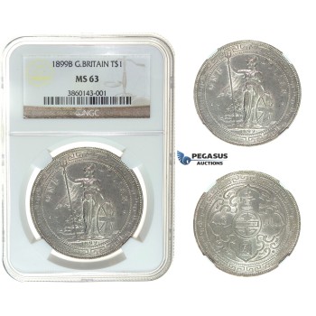 I49, Great Britain, Trade Dollar 1899-B, Bombay, Silver, NGC MS63