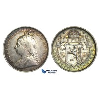 I89, Cyprus, Victoria, 18 Piastres 1901, Silver, Lovely orignial Toning!