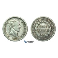 J04, France, Napoleon I, Demi Franc 1810-A, Paris, Silver (TB25)