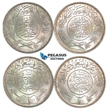 J23, Saudi Arabia, Abd Al-Aziz Bin Saud, Riyal AH1354 & AH1370 (2 coins) UNC!