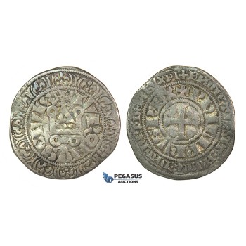 J33, France, Philip IV (1285-1314) Gros Tournois ND, Silver (3.51g)