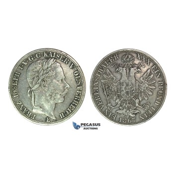 J41, Austria, Franz Joseph, Vereinsthaler 1867-E (Karlsburg) Silver