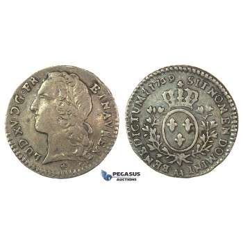 J44, France, Louis XV, 1/10 Ecu 1769-AA, Metz, Silver (2.92g) Nice toning!
