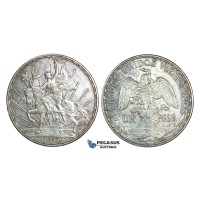 J53, Mexico, Caballito Peso 1911 (Long ray) Silver, Nice toning!