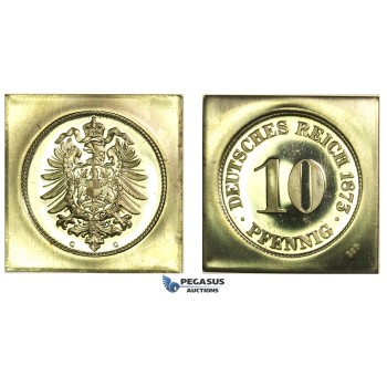 J60, Germany, Klippe 10 Pfennig 1873-G, Official Restrike in Gold (9.90g) KM-PnA9, Proof