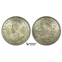 K12, Straits Settlements, George V, Dollar 1920, Bombay, Silver, High Grade!