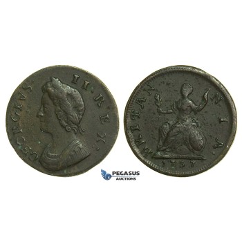 K37, Great Britain, George II, Farthing 1737, VF (Some corrosion)