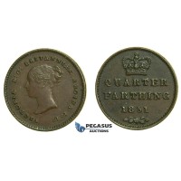 K81, Great Britain, Victoria, Quarter (1/4) Farthing 1851, GVF
