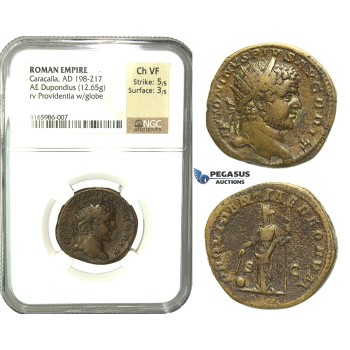 K92, Roman Empire, Caracalla (198-217 AD) AE Dupondius (12.65g) 210-213 AD, Rome, NGC Ch VF