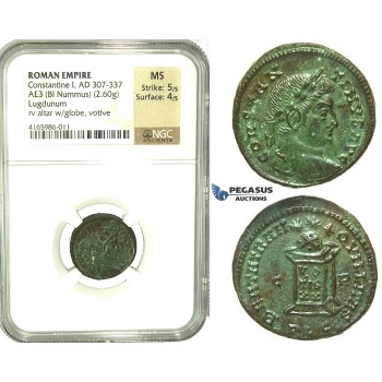 K93, Roman Empire, Constantine I (307-337 AD) AE3 (2.60g) 321-322 AD, Lugdunum (Lyon) NGC MS