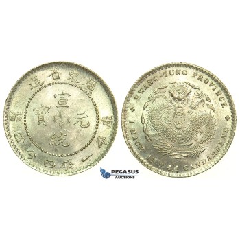 K98, China, Kwangtung, 20 Cents ND (1909-11) Silver, Brilliant UNC