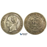 L39, Venezuela, 5 Bolivares 1921, Caracas, Silver