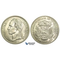 L40, Venezuela, 5 Bolivares 1935, Caracas, Silver, Mint State (Few bag marks on Obv.)
