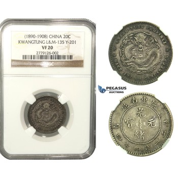 L47, China, Kwangtung, 20 Cents ND (1890-1908) Silver, NGC VF20