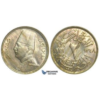 L74, Egypt, Fuad, 2 Milliem 1929, Mint State!