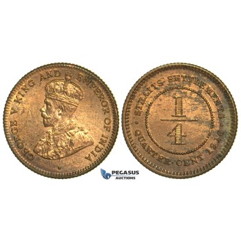 L78, Straits Settlements, George V, 1/4 Cent 1916, Mint State