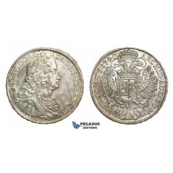 L85, Hungary, Charles VI, Taler 1740-KB, Kremnitz, Silver (28.59g) partial toned aUNC