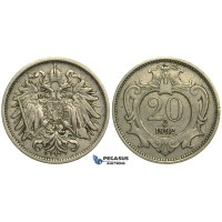 M17, Austria, Franz Joseph, 20 Heller 1892, Good details! Better date!