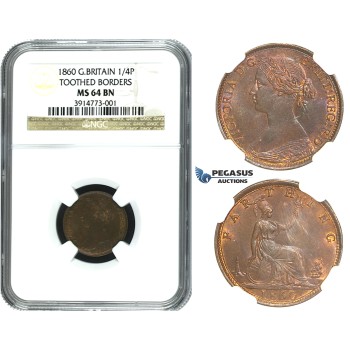M99, Great Britain, Victoria, Farthing 1860 (TB/TB) NGC MS64BN