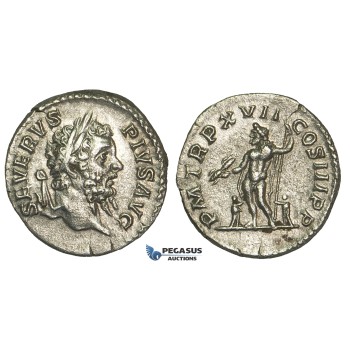 N96, Roman Empire, Septimius Severus (193-211 AD) AR Denarius (3.05g) 210 AD, Rome, Jupiter, High Grade!