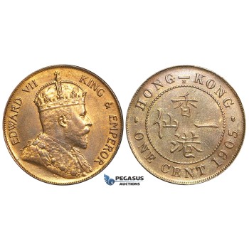 O101, Hong Kong, Edward VII, Cent 1905-H, Heaton, High Grade!