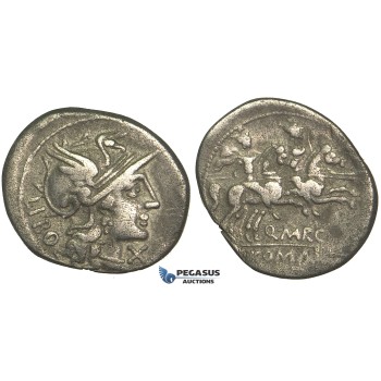 O42, Roman Republic, Q. Marcius Libo (148 BC) AR Denarius (3.54g) Rome, Dioscuri